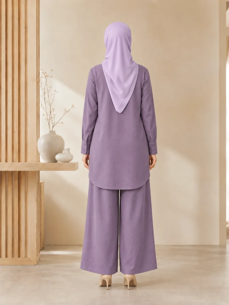 Set Elora Dusty Purple — Belakang (ilustrasi AI)