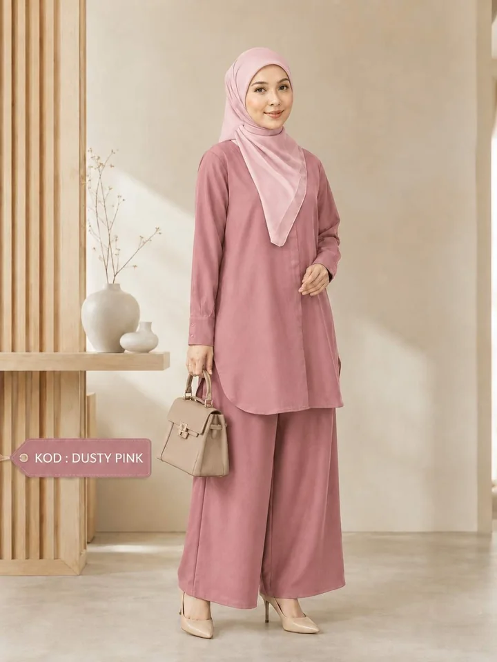Labuh melengkung blouse Dusty Pink