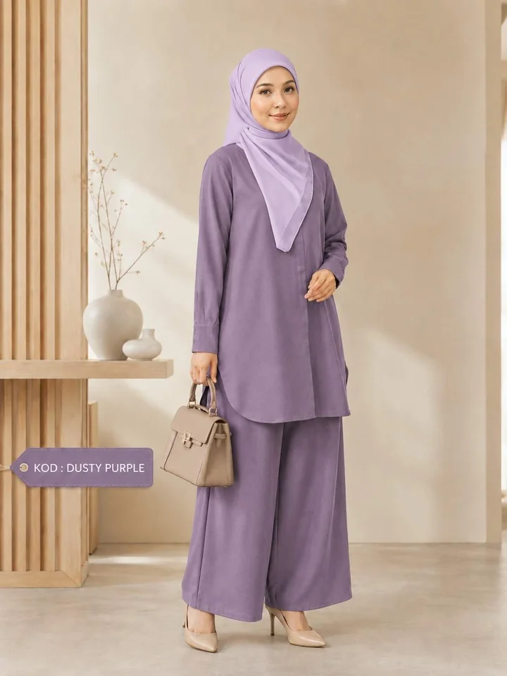 Dua butang menegak di cuff Dusty Purple